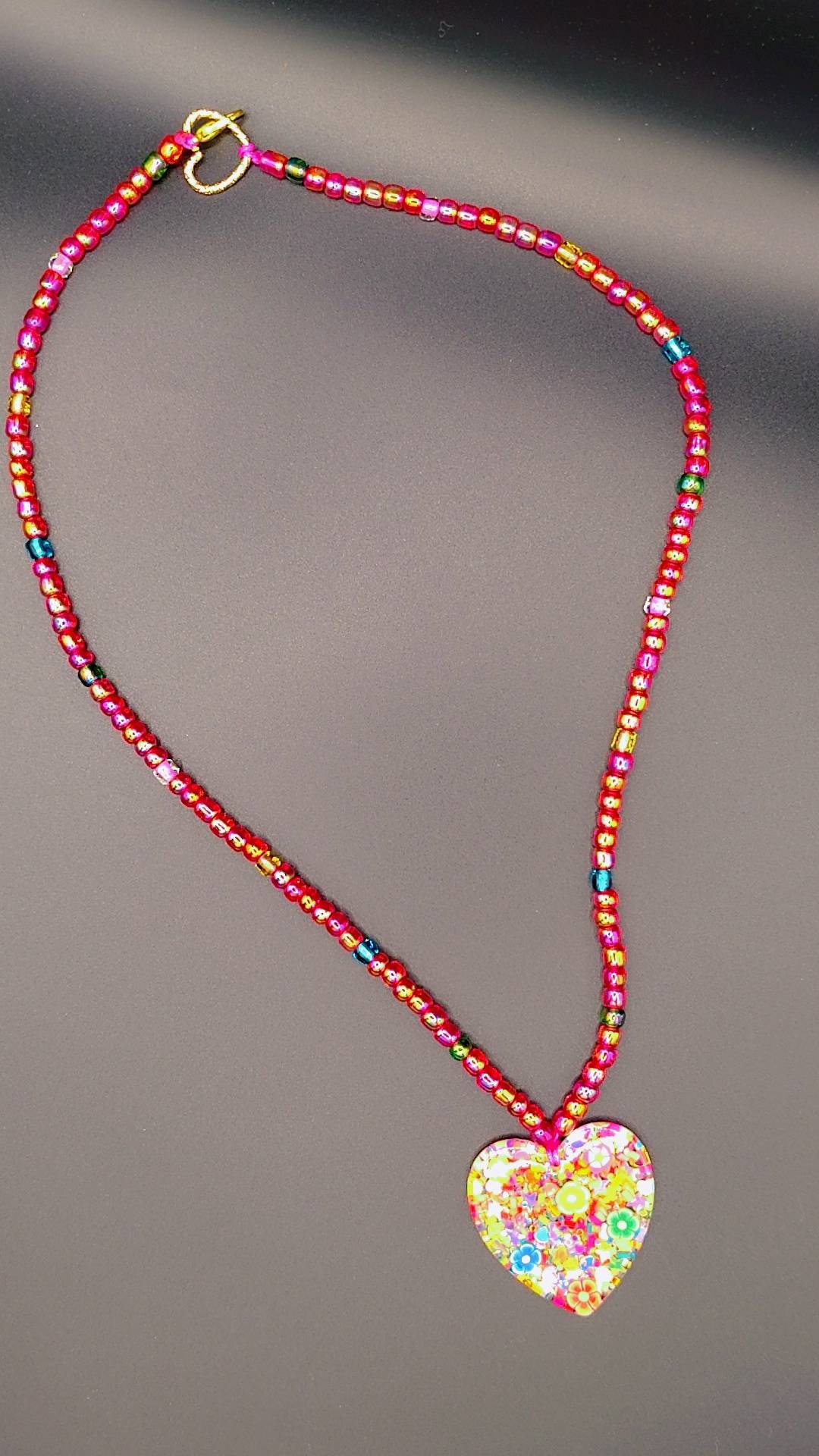 Rainbow Bloom Heart Necklace πππΈ