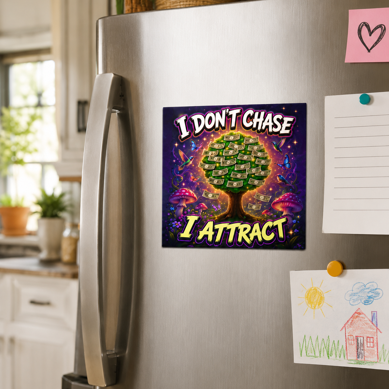 Car Magnet — "I Don't Chase I Attract" Holographic Empowerment Design