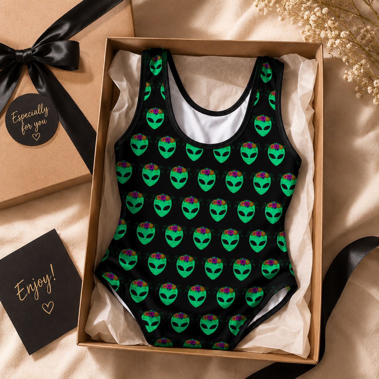 Cosmic Alien Bloom One-Piece Swimsuit ✨👽