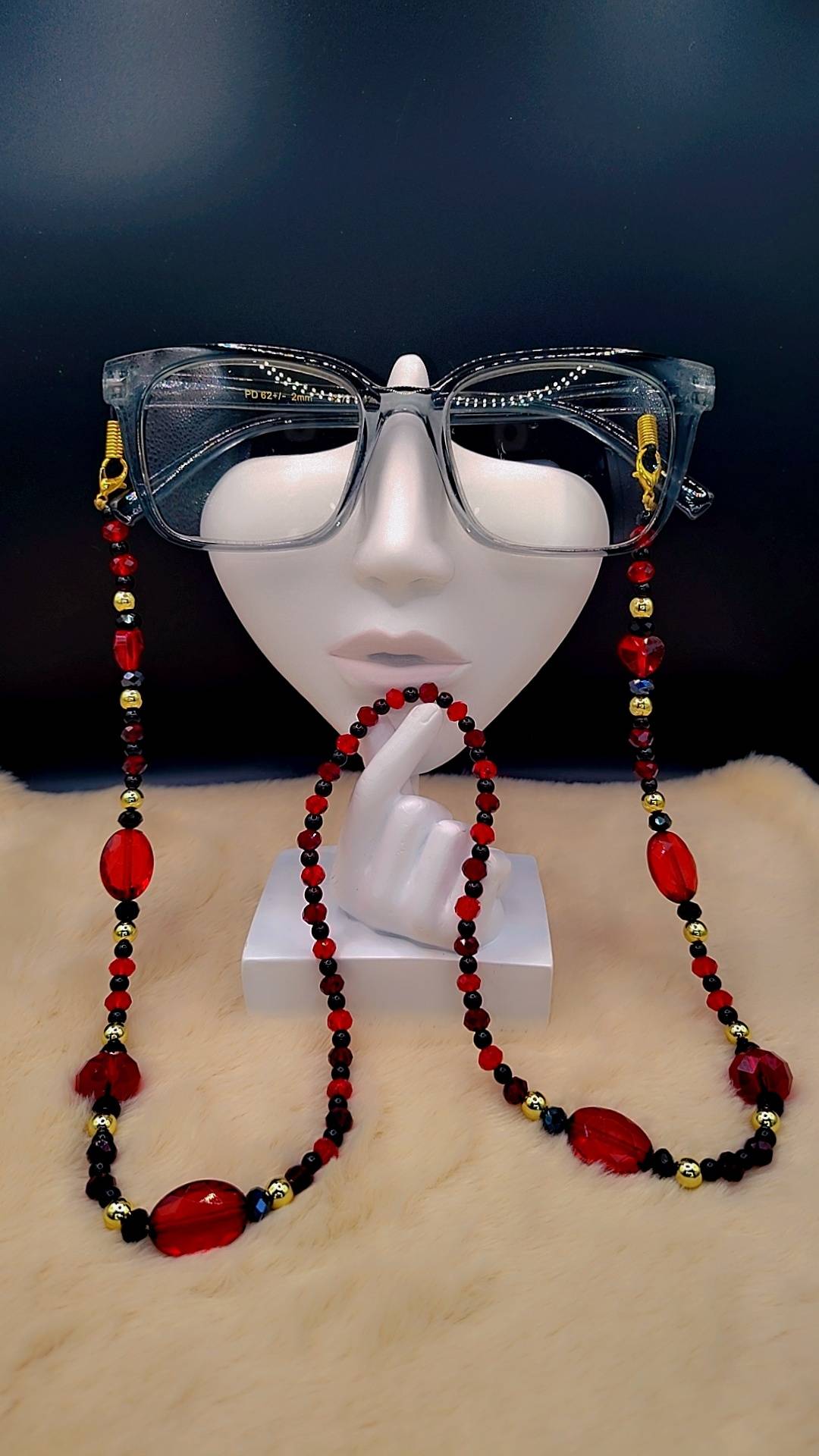 Cosmic Ember Glasses Chain 🔴✨⚫