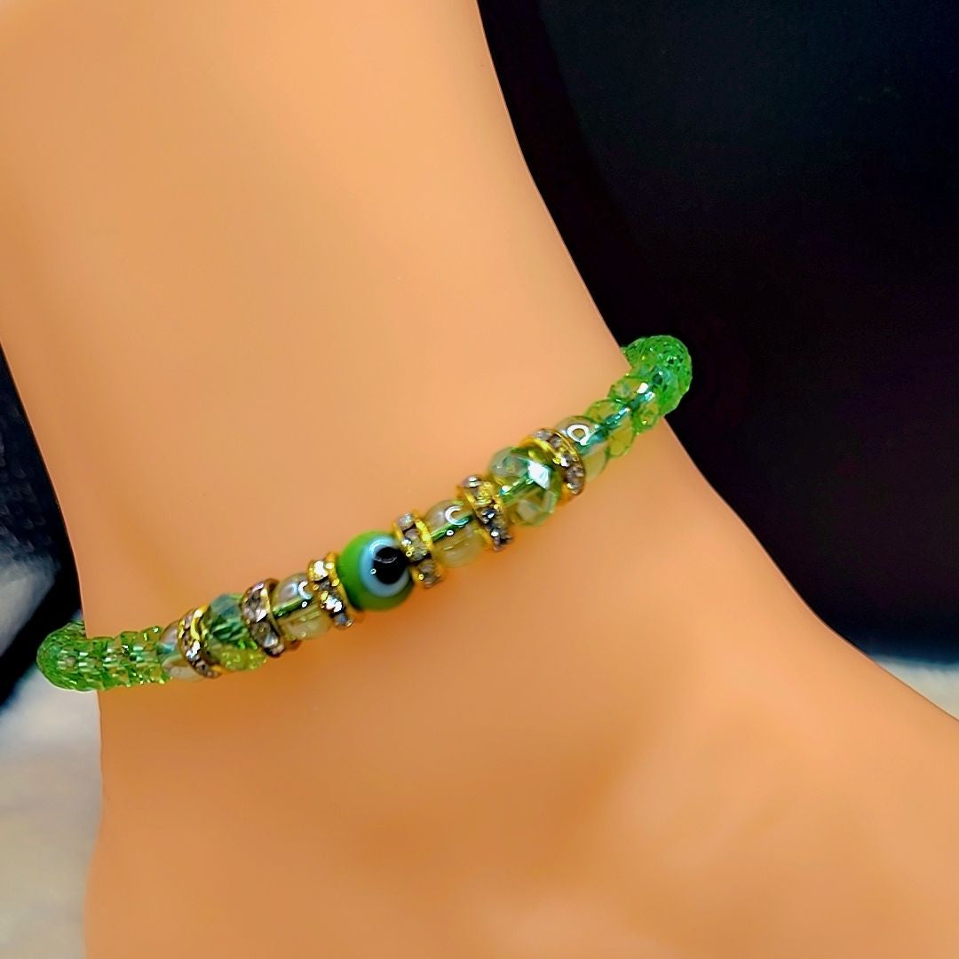 Emerald Eye of Protection Anklet 🧿💚