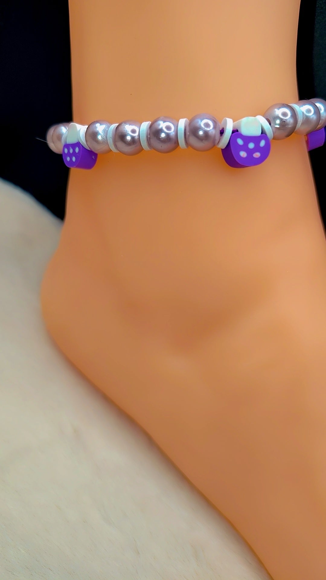 Lavender Moon Charm Anklet 💜🌙✨🪻