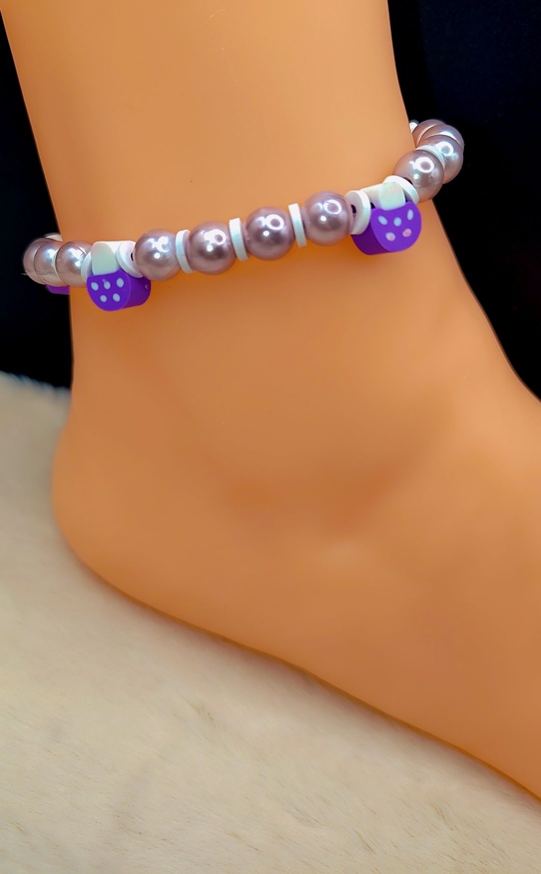 Lavender Moon Charm Anklet 💜🌙✨🪻