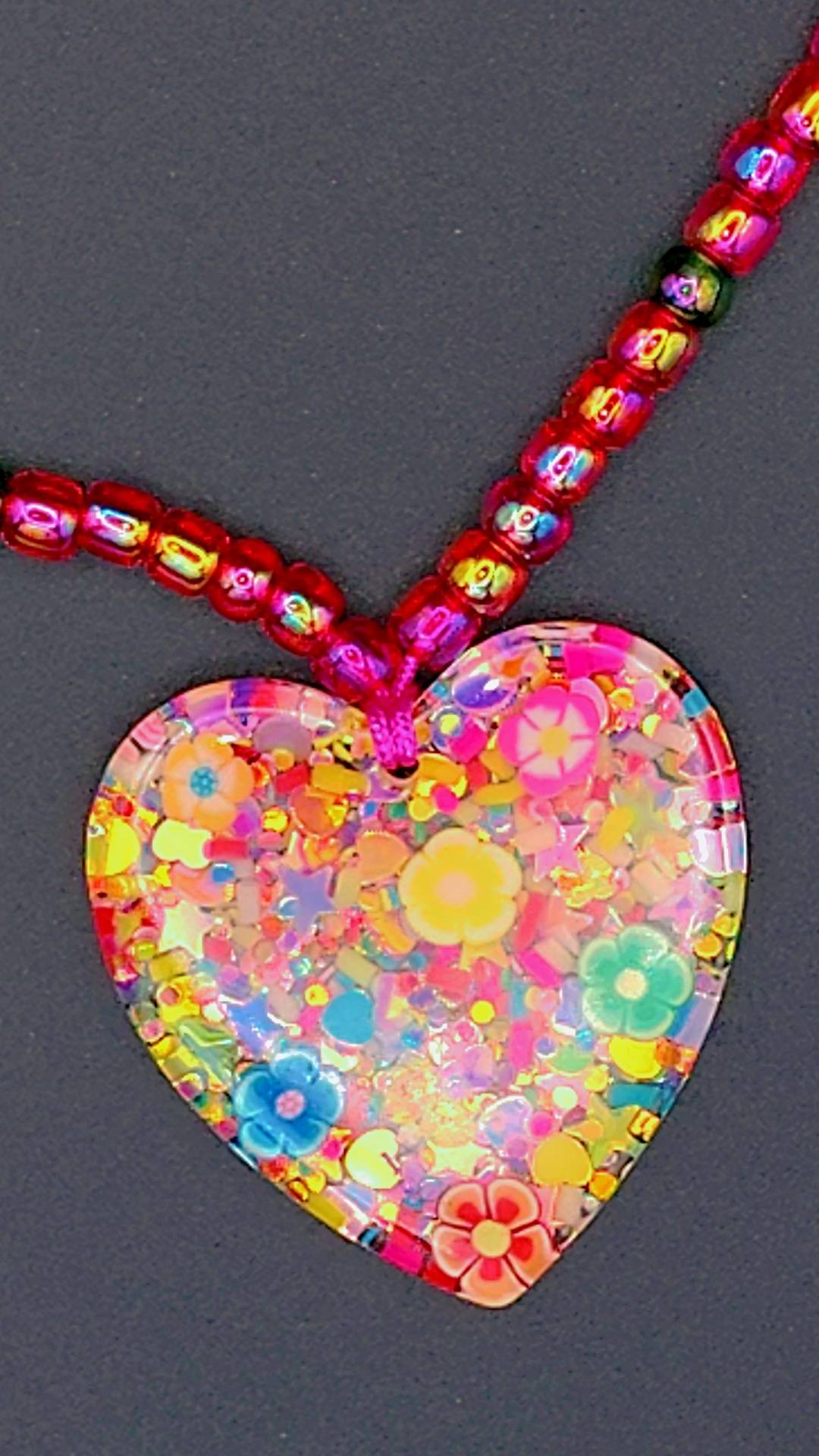 Rainbow Bloom Heart Necklace 🌈💖🌸