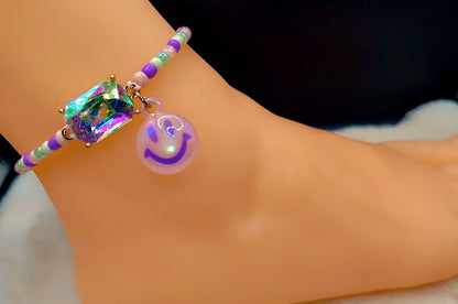 Cosmic Smile Prism Anklet 🌙💜😊