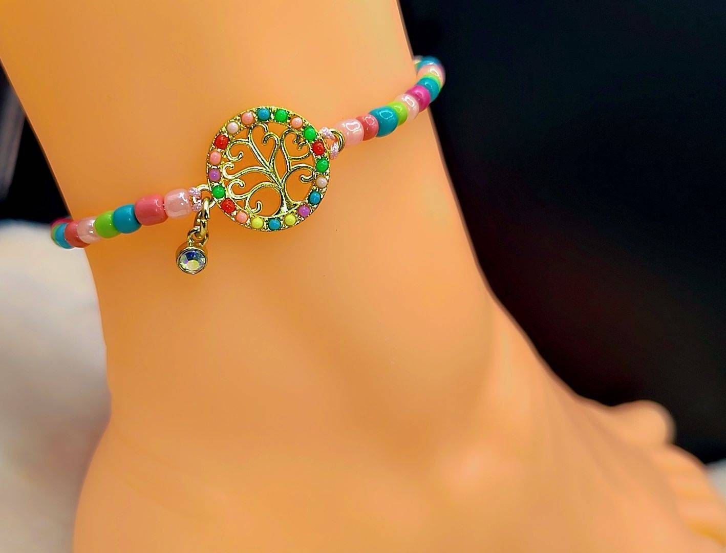 Rainbow Tree Healing XL Anklet 🌈🌿✨