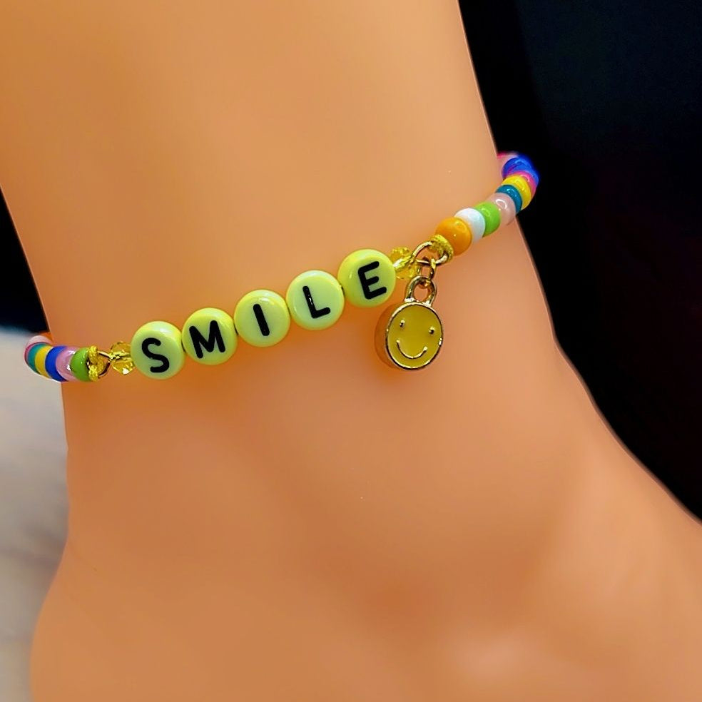 Rainbow Smile Charm Anklet 🌈😊