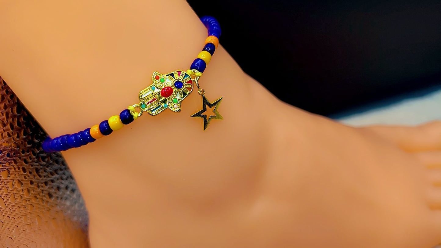 Royal Hamsa Star Anklet 💙🖐✨