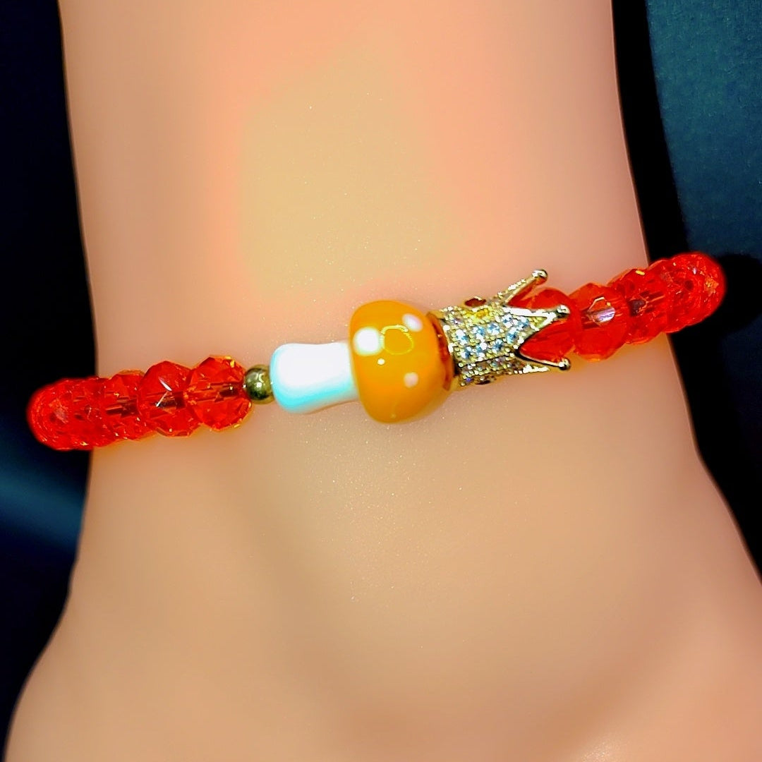 Solar Bloom Mushroom Crown Anklet 🍄✨👑