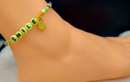 Rainbow Smile Charm Anklet 🌈😊