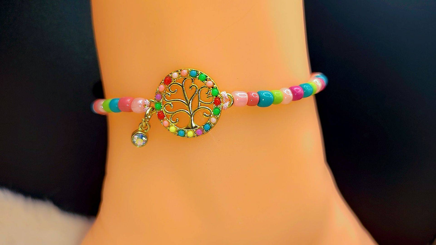 Rainbow Tree Healing XL Anklet 🌈🌿✨