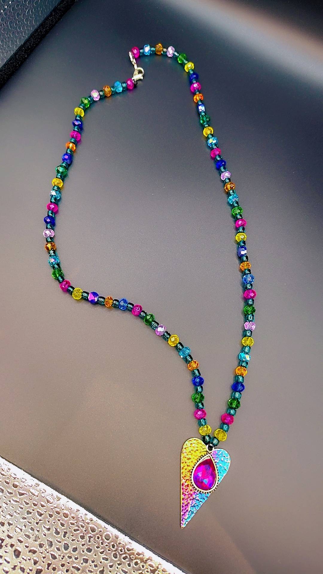 Celestial Prism Heart Necklace ✨💖🌈
