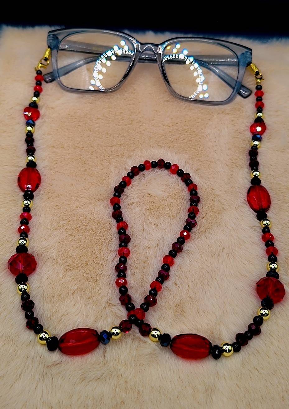 Cosmic Ember Glasses Chain 🔴✨⚫