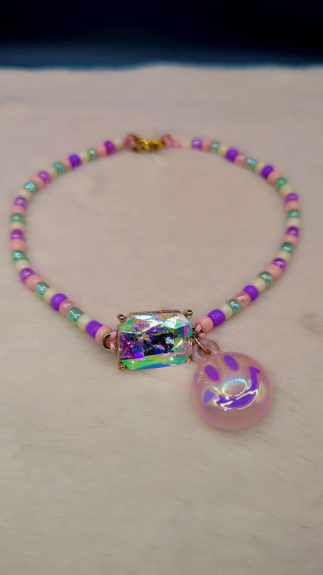 Cosmic Smile Prism Anklet 🌙💜😊