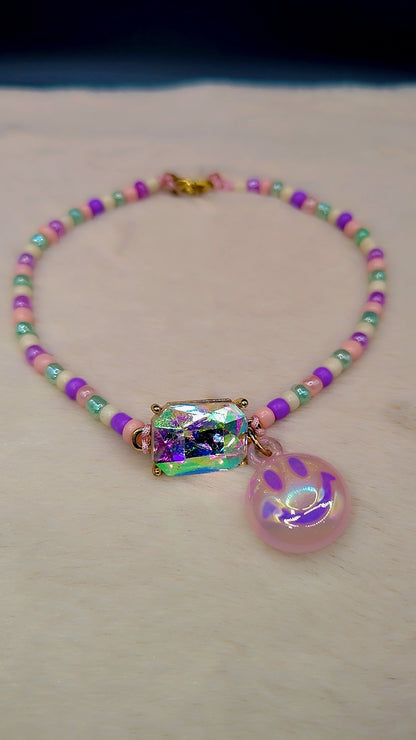Cosmic Smile Prism Anklet 🌙💜😊