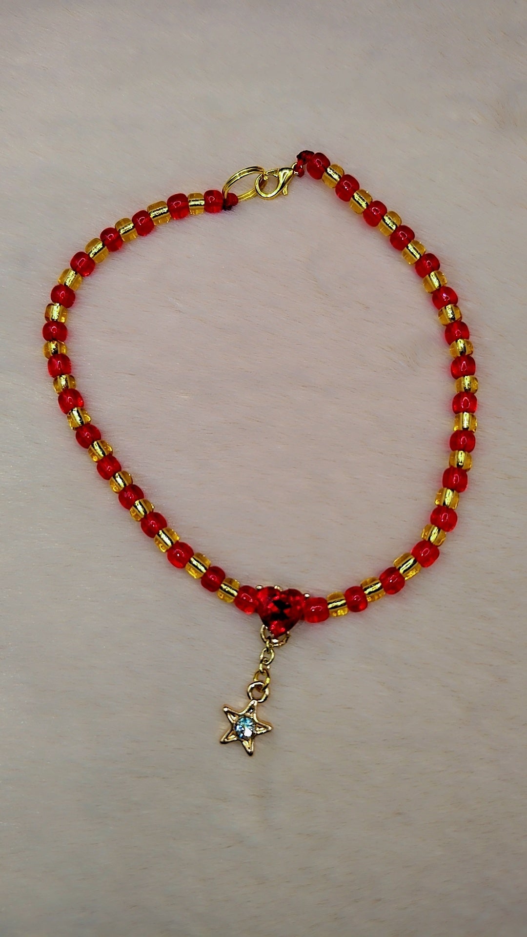 Ruby Heart Star Blessing Anklet ❤️✨