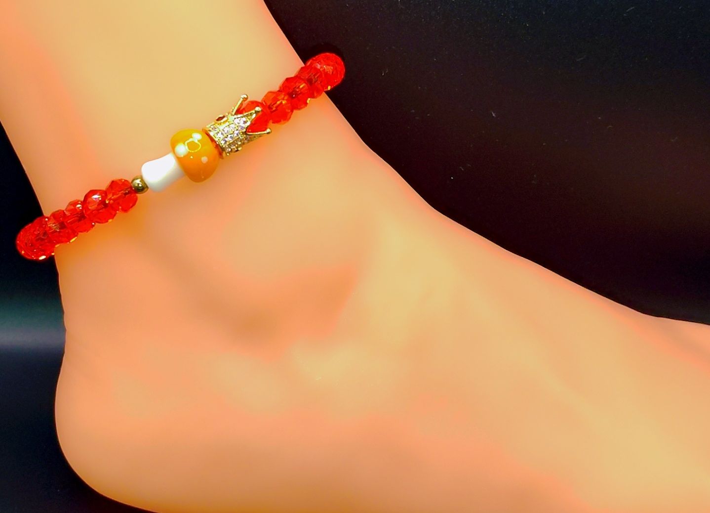 Solar Bloom Mushroom Crown Anklet 🍄✨👑