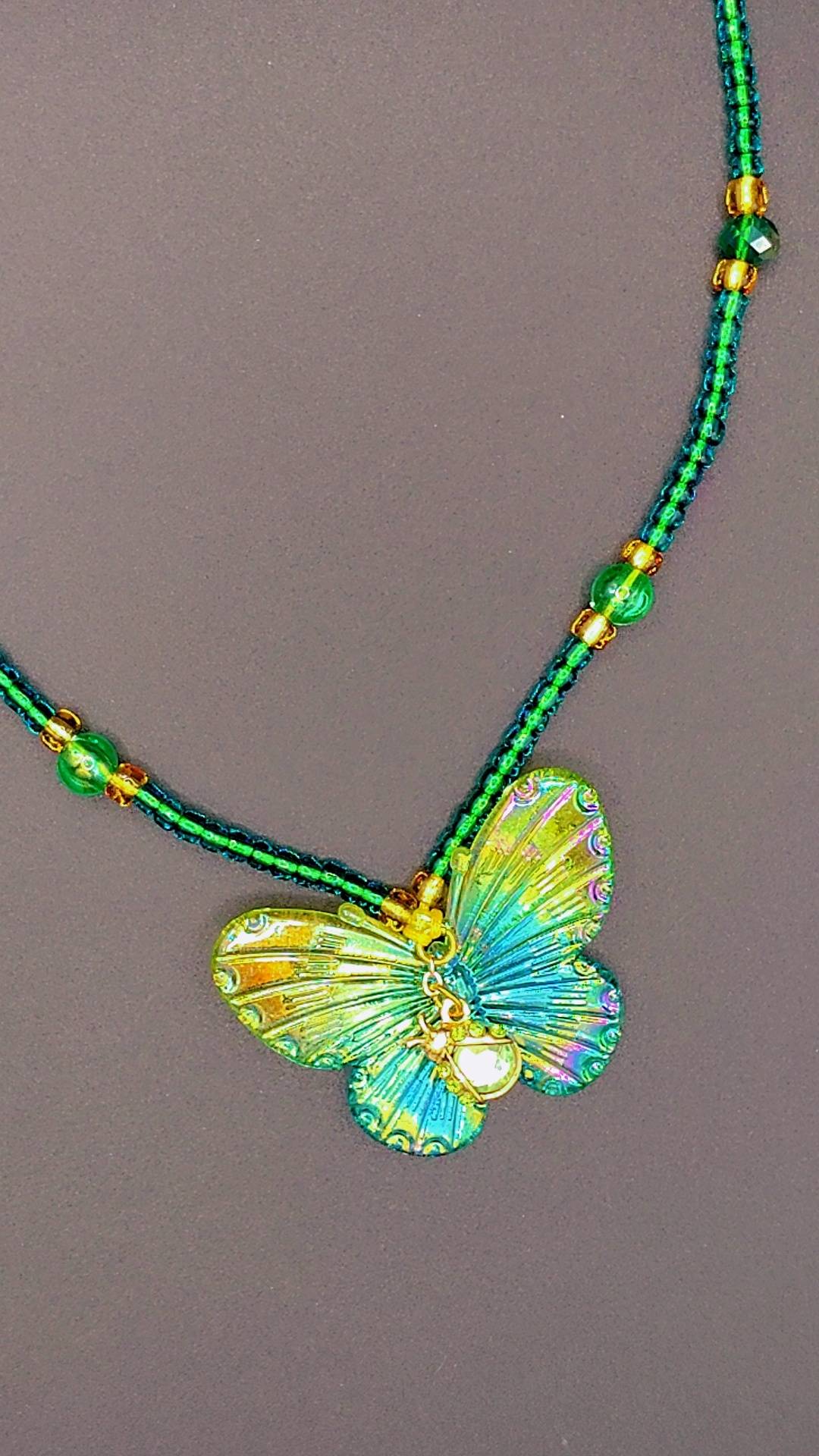 Emerald Butterfly Spirit Necklace 🦋💚🐞