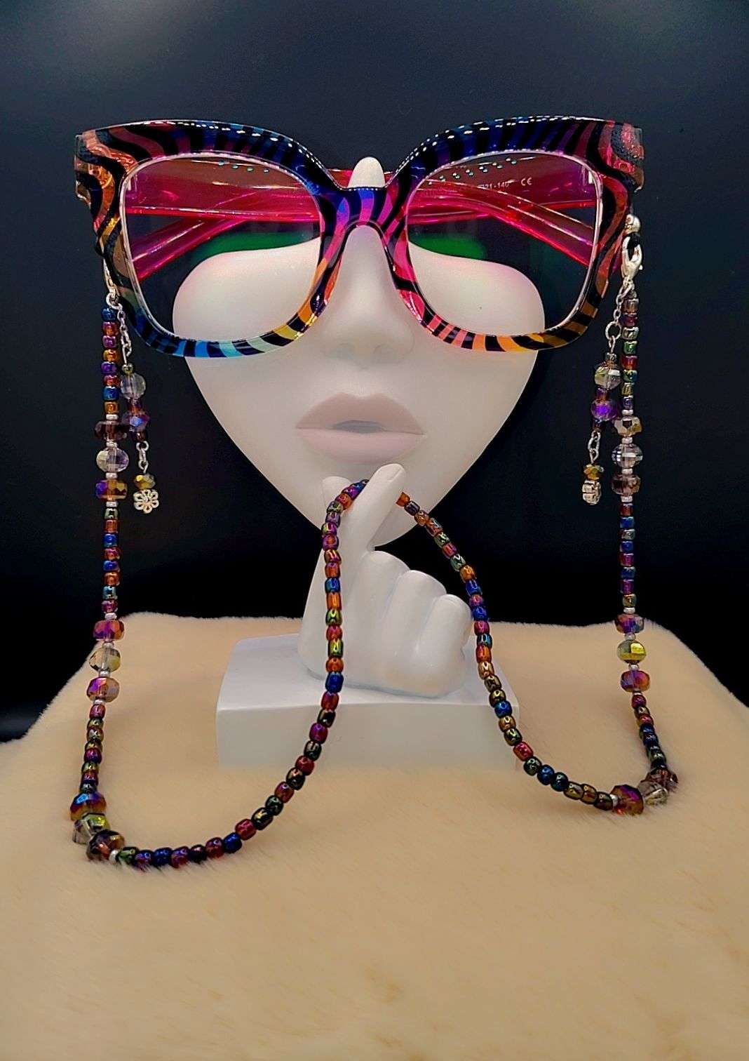 Midnight Rainbow Glasses Chain ✨🌈🖤