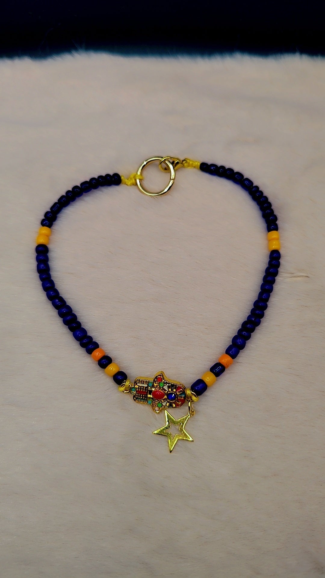 Royal Hamsa Star Anklet 💙🖐✨