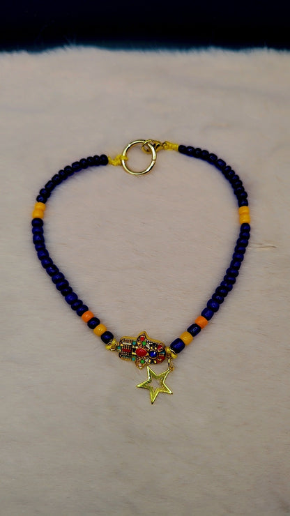 Royal Hamsa Star Anklet 💙🖐✨