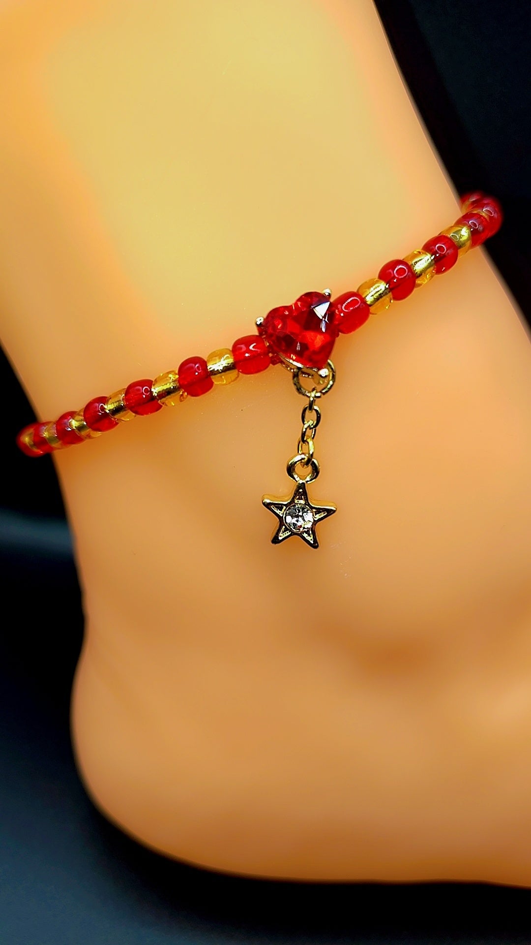 Ruby Heart Star Blessing Anklet ❤️✨