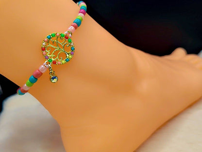 Rainbow Tree Healing XL Anklet 🌈🌿✨