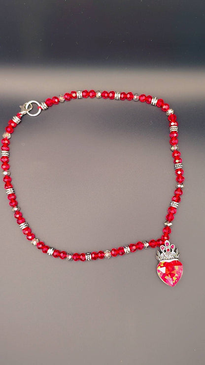 Queen of Hearts Crown Necklace 👑❤️✨
